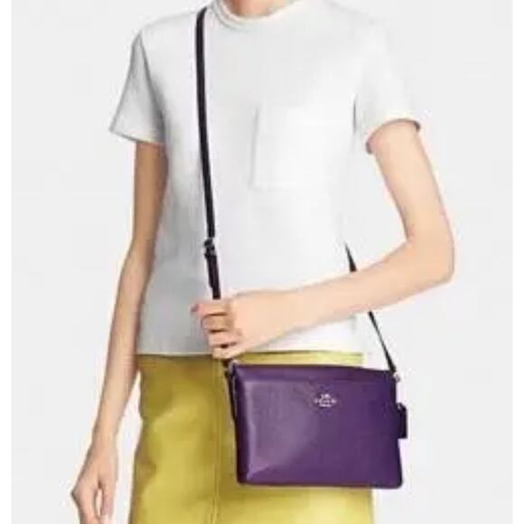 Coach Purple Pebbled Leather Crossbody Bag - Picture 6 of 9